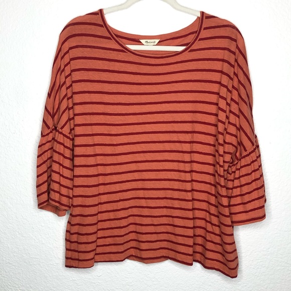 Madewell Women’s Striped Shirt Oversized Terra-cotta Top
